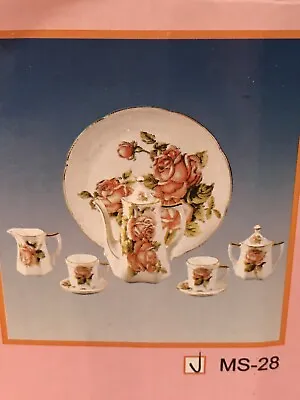 Handmade Child Mini Porcelain Tea Set Pink Floral RoseDesign 10pc • $36.85