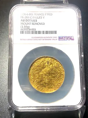 France Gold Charles V Franc A Pied 1364-1380 Coin Certified Ngc Au Details Rare • $1299