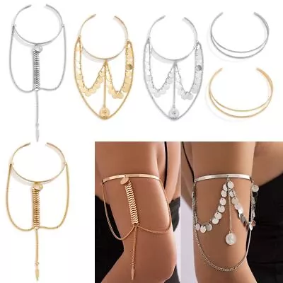 Jewelry Adjustable Minimalist Bangle Arm Bracelet Upper Arm Cuff Tassel Armband • £3.44