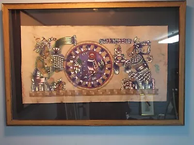 Ca. 1960 Mayan Painting On Deerskin From Guatemala. Museum Quality Framed. • $350