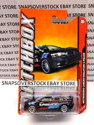 2012 Matchbox Black Mitsubishi Lancer Evolution X Police Car Mbx #90 Nice & Vhtf • $21.95