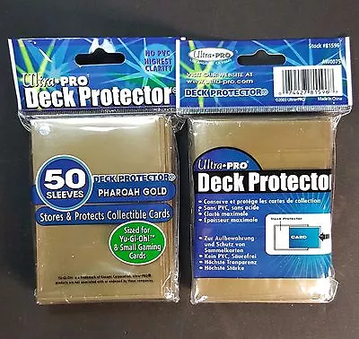  GOLD  Ultra PRO DECK PROTECTORS NEW PACK X2 =  100 SLEEVES  SMALLER GAME CARDS • $9.95