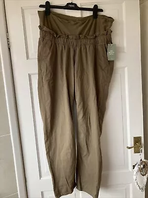 H&M Mama Maternity Size L Khaki Chinos L28 100% Cotton • £9