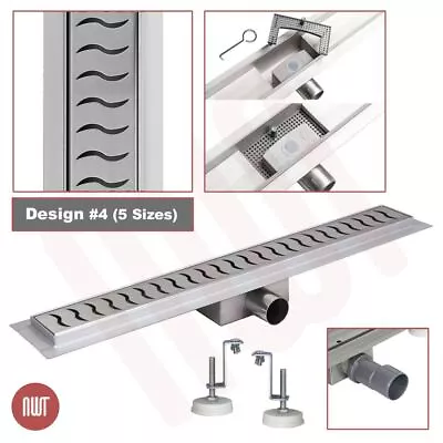 800mm Linear Shower Drain Stainless Steel Wetroom Channel Gully (Design 4) • £78