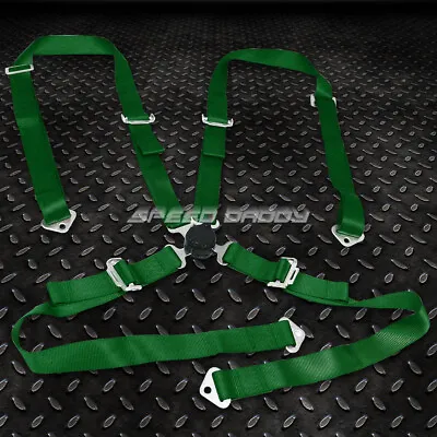 Universal 4-point 2  Strap Camlock Drift Racing Safety Seat Belt Harness Green • $25.38