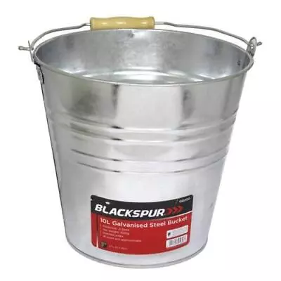 Galvanised Steel Metal Bucket Wooden Handle Garden Pot Ash Coal Fire Ice Bucket • £7.90