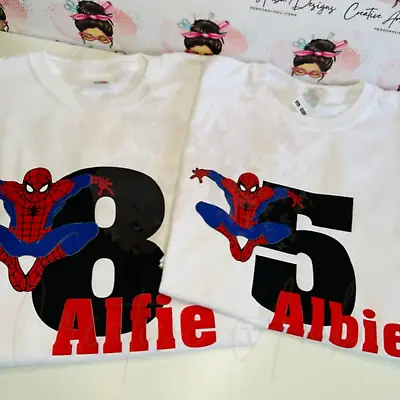 Personalised Children's Spider-Man Birthday T-Shirt With Age. Marvel T-Shirt. • £10.50