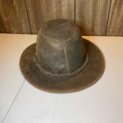 Vintage Henschel Hat Company USA Leather  Brown  Size X Large XL Braid Cowboy • $29.99