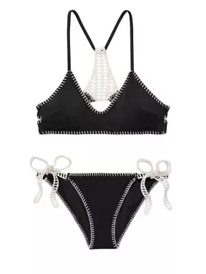 NEW Victoria Secret Swim Kiawah Crochet Bikini Swimsuit Bra Set : Large • $35.99