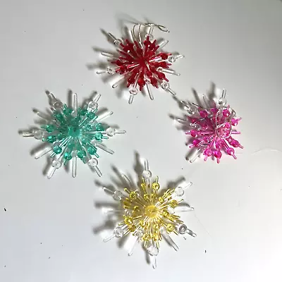 Vintage Christmas Tree Ornament Lot Plastic Star Burst Snowflake Colorful Sun • $22.99