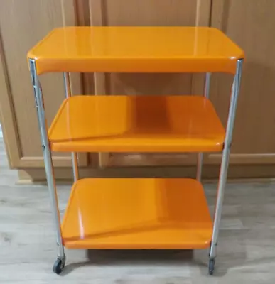 Vintage  29  Harley Davidson ORANGE Enameled Steel Rolling Tool Kitchen Bar Cart • $145