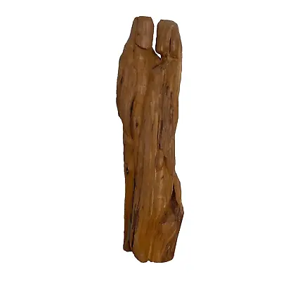 Rustic Wood Sculpture Abstract Couple BOHO Art Natural Hand Carved Reclaimed 26” • $174.99