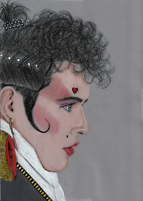 Original Colour Pencil Artwork Portrait Adam Ant Side View Prince Charming GIFT • £10.59