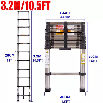 8.5-16.5Ft Telescopic Extension Ladder Portable Multi Purpose Folding Non-Slip • $70