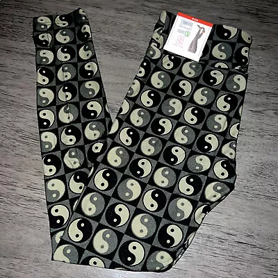 NEW Junior Printed ANKLE High Rise Legging By NOBO Size M Olive/black Ying/yang • £12.53