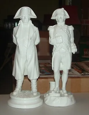 Michael Sutty NAPOLEON & NELSON WHITE BONE CHINA FIGURINES / C.1980s / Excellent • $1295