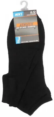 Mens Black 3 Pair Pack Thin Low Cut Polyester Spandex Athletic Socks 6-12 New • $6.99