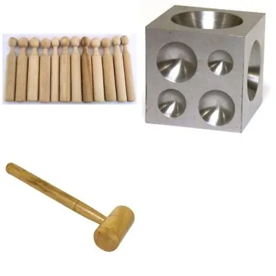 Wood Dapping Punches And Block With Hammer Jeweler Tools • $34.28