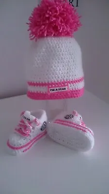 Baby Crochet Shoes Your Baby's Name Handmade Wool Trainers Sneakers • £9