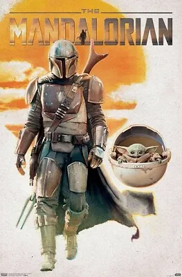 MANDALORIAN - MANDO & BABY YODA POSTER - 22x34 - STAR WARS TV 18589 • $9.95