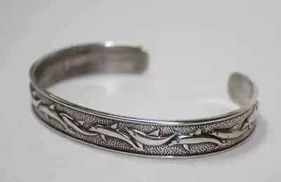 Kabana Sterling Silver Dolphin Cuff Bracelet 6.75   [023GRA] • $119.99