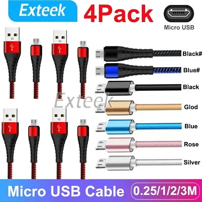 4X Micro USB Cable Charging Charger Cord 1M 2M 3M For Android Samsung Galaxy HTC • $4.95