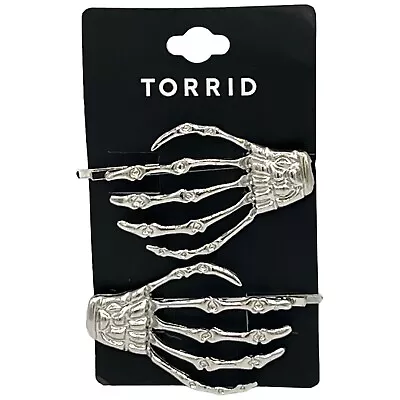 Torrid Pair Skeleton Hand Hair Pins Silver Halloween Costume Spooky Creepy NWT • $5.99