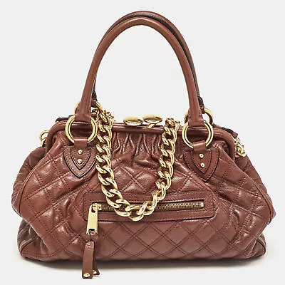 Marc Jacobs Burgundy Quilted Leather Stam Satchel • $246.75