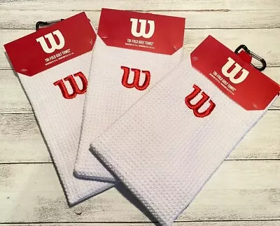 🔥🏌️⛳  New - 1 WILSON Tri-Fold Golf Towel Microfiber 16x21 Polyester With Clip  • $8.99