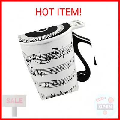 Creative Ceramic Musician Coffee Mug Tea Cup With Lid Staves Music Notes As Vale • $15.28