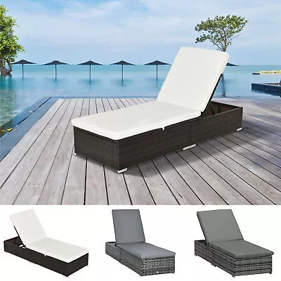 Garden Outdoor Rattan Recliner Lounger Sun Lounger Recliner Bed Chair 2 Color • £129.99