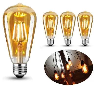 £10.66 • Buy 4Pcs Vintage E27 ES ST64 Filament LED Light Bulb 4W Industrial Edison Lamps