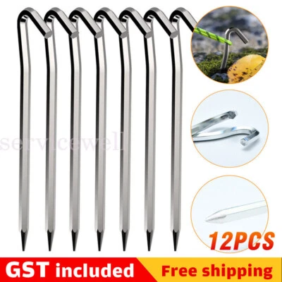 $11.06 • Buy 12/24Pcs 6mm X 180mm Tent Pegs Aluminum Metal Heavy Duty Stakes Outdoor Camping