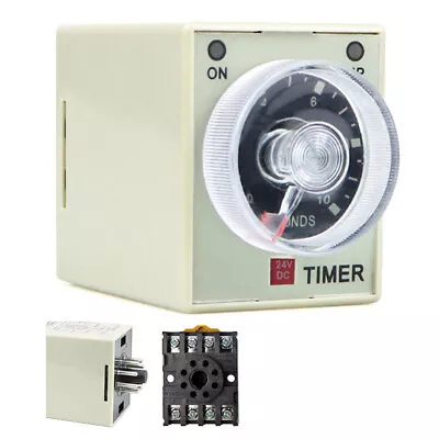 Power On Time Delay Relay Timer 12V 24V 110V 220V 380V 0-60S 0-60M 8 Pin + Base • $11.50