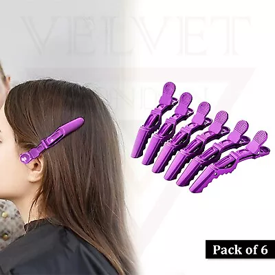 6 Pcs Purple Salon Sectioning Clamps Hair Clips Professional Hair Dressing Clip • £4.99