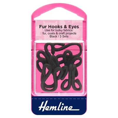 £4.05 • Buy Hemline Fur Hooks And Eyes - Black - Size 3