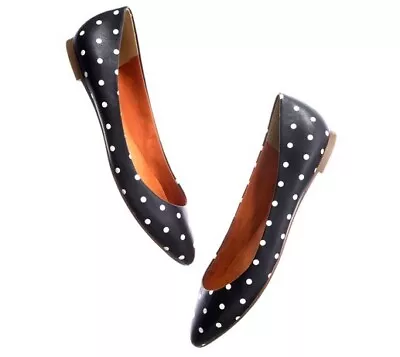 Madewell Sidewalk Skimmer Flat Polka Dot 7.5 Black White  • $29.99