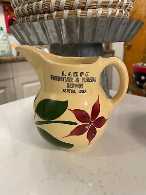 Vintage Advertising Pitcher Creamer LAMPE Furniture & Funeral Service Ashton IA • $44.99