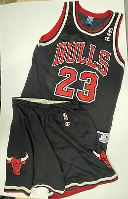 Vintage Bulls Michael Jordan 23 Champion Rare Jersey Shorts Set Sz 44 Large • $124.99