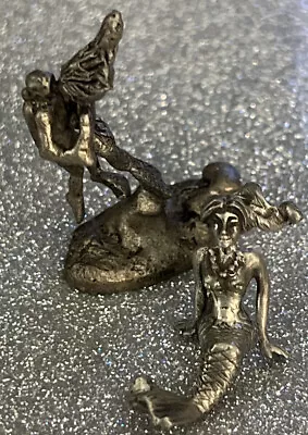 Vintage Miniature Pewter MERMAID Figurine Under The Sea Mystical Fairy Tale Lot • $18.99