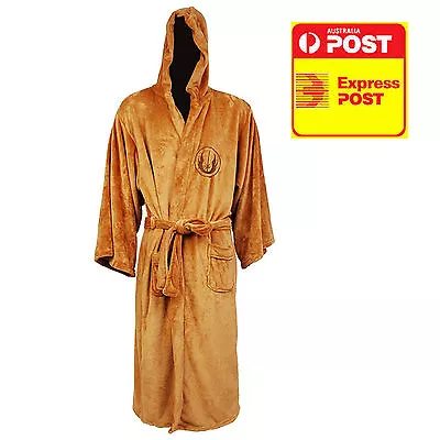 Mens Bathrobe Star Wars Jedi Empire Hooded Fleece Dressing Gown Darth Vader M L • $30.07