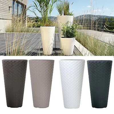 Round Rattan Weave Tall Large Plant Pots Flower Indoor Outdoor Garden Planters • £14.99