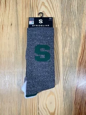 NEW Michigan State Strideline Premium Crew Socks Full Knit Gray MEDIUM/LARGE • $12