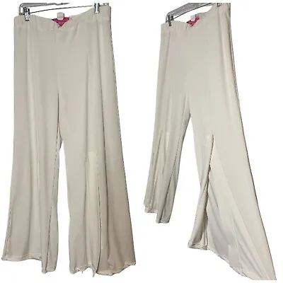 Vintage Voyage Boutique White Palazzo Pants Size XL Lycra Stretch Paris Fashion • $28