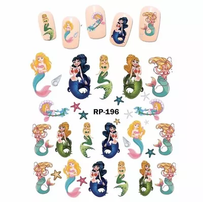 Mermaid Nail Decals Water Transfer Decals!  Mermaid Nail Art. • $2.99