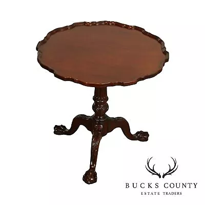 Chippendale Style Carved Mahogany Piecrust Tilt Top Tea Table • $1295