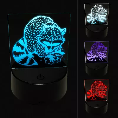 Raccoon Washing Hands 3D Illusion LED Night Light Sign Nightstand Desk Lamp • $19.99