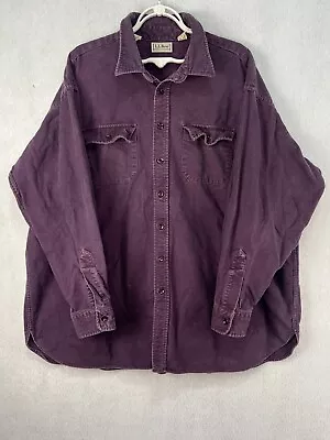 Vtg L.L. Bean Flannel Shirt Button Up Long Sleeve Chamois Purple Mens Sz 20 (T) • $12