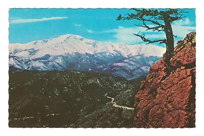 Postcard PIKES PEAK COLORADO SNOW-COVERED MANITOU SPRINGS. B • $3.99