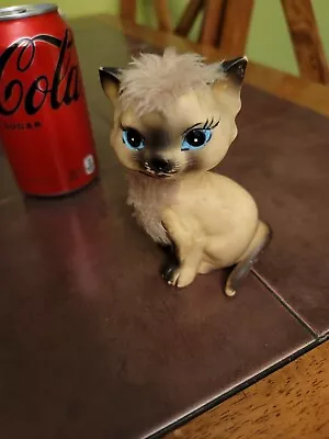 Vintage 1970 Kamar Siamese Fur Cat Toy With Plastic Face • $10